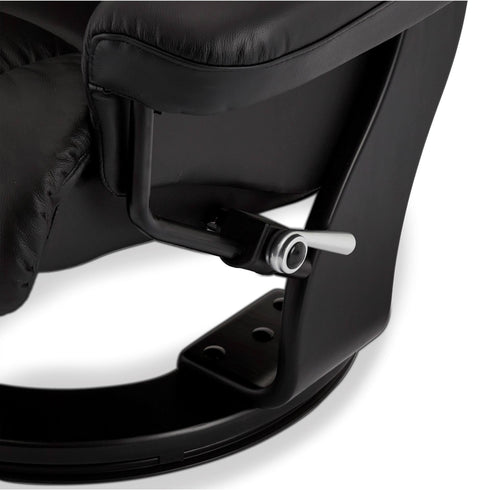 Recliner with Footstool Crown Black Leather